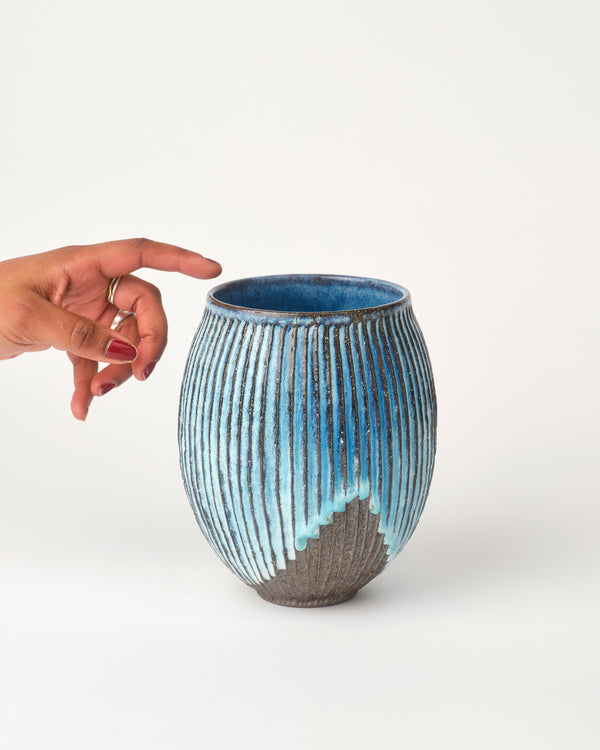 Terunobu Hirata — Fluted Vase in Pale Moon