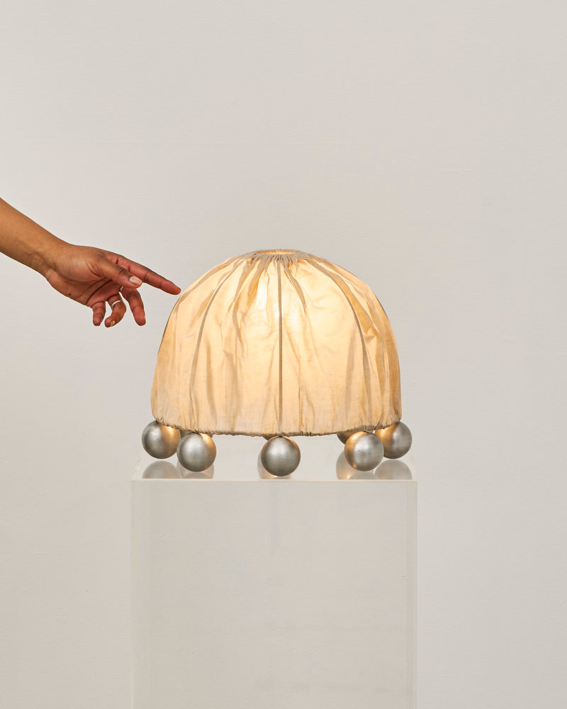 Studio Kaytar — 'Alter' Table Lamp in Aluminium and Beeswax Linen, 2024