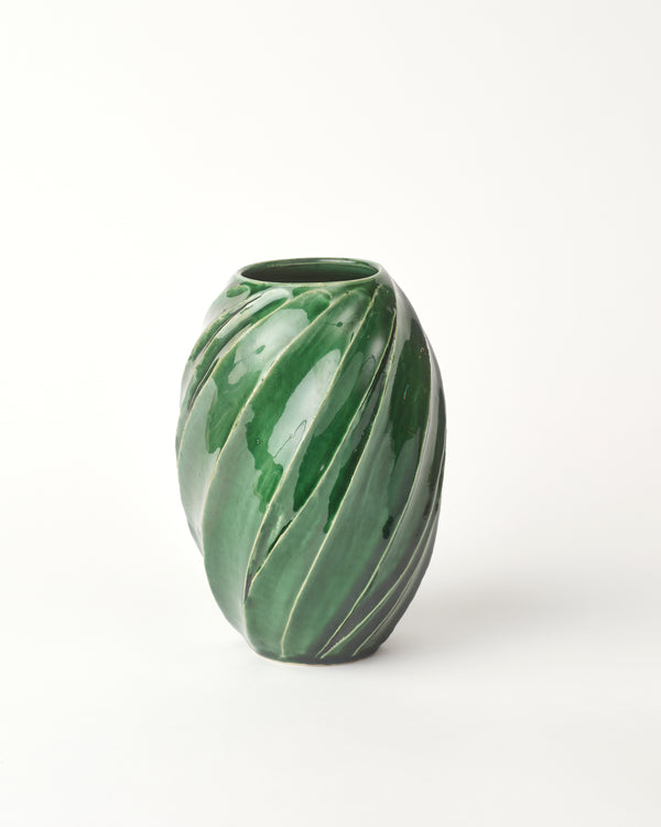 Terunobu Hirata — Twist Faceted Vase in Oribe Green