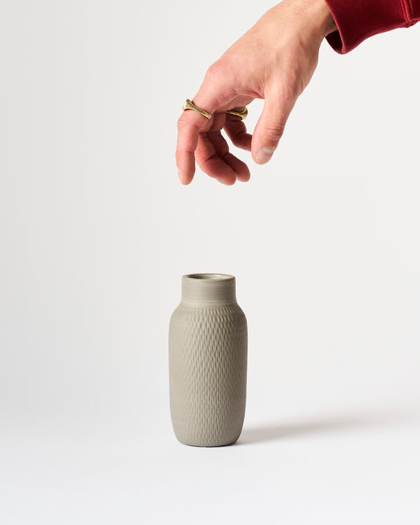 Asahi So —  Medium Carved Budvase in Anthracite