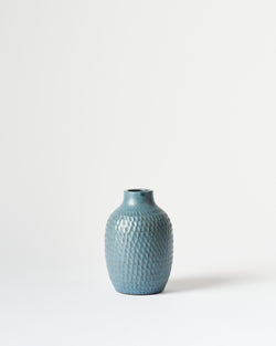 Asahi So —  Medium Carved Budvase in Cobalt Blue #4