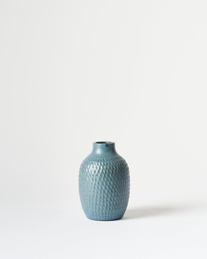 Asahi So —  Medium Carved Budvase in Cobalt Blue #4