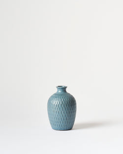 Asahi So —  Medium Carved Budvase in Cobalt Blue #3