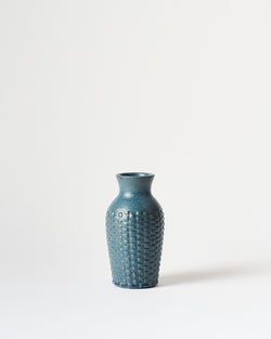Asahi So —  Medium Carved Budvase in Cobalt Blue #7