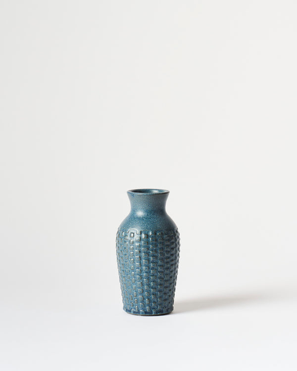 Asahi So —  Medium Carved Budvase in Cobalt Blue #7