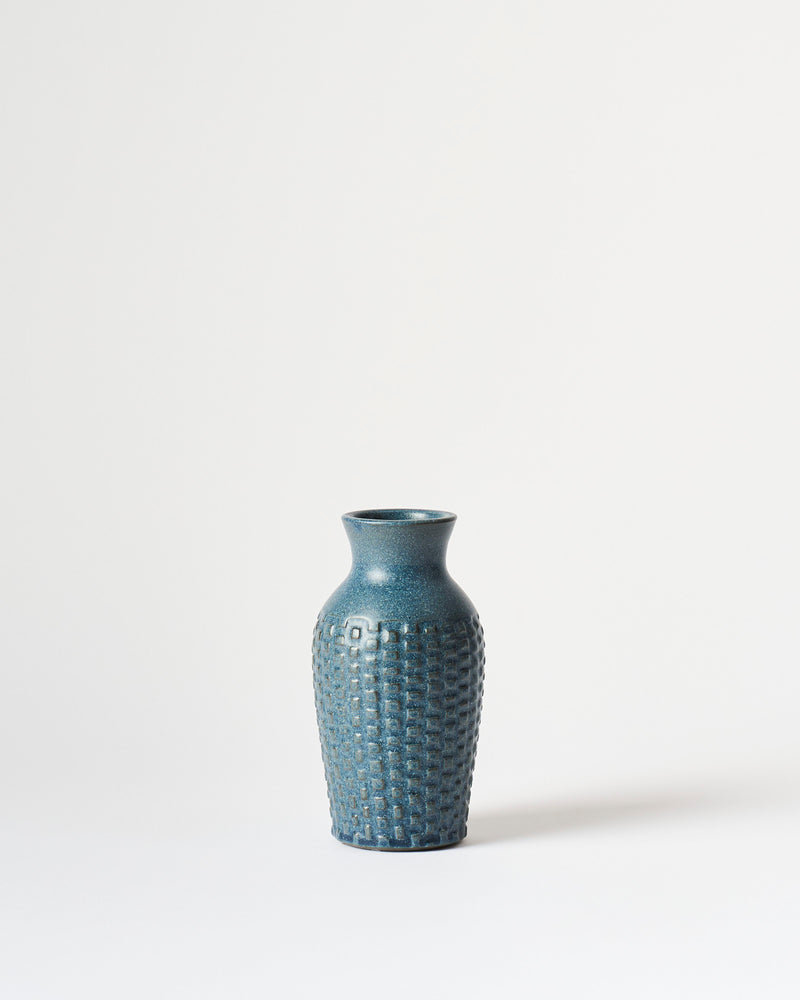 Asahi So —  Medium Carved Budvase in Cobalt Blue #7