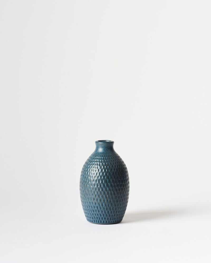Asahi So —  Medium Carved Budvase in Cobalt Blue #6