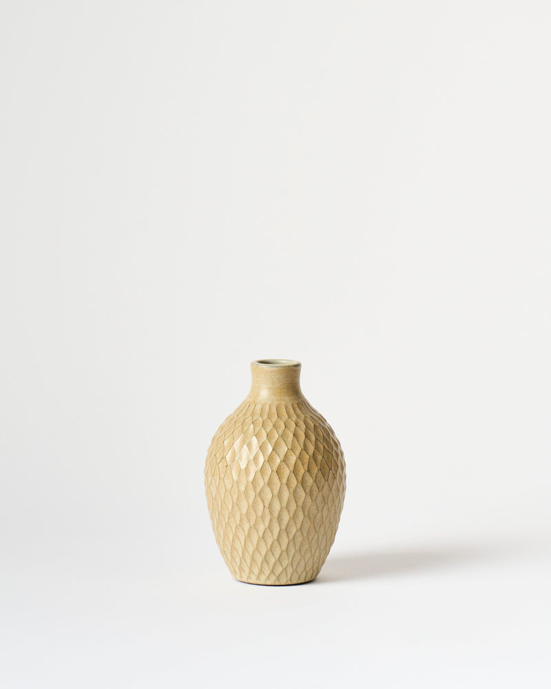 Asahi So —  Medium Carved Budvase in Golden Buff #4