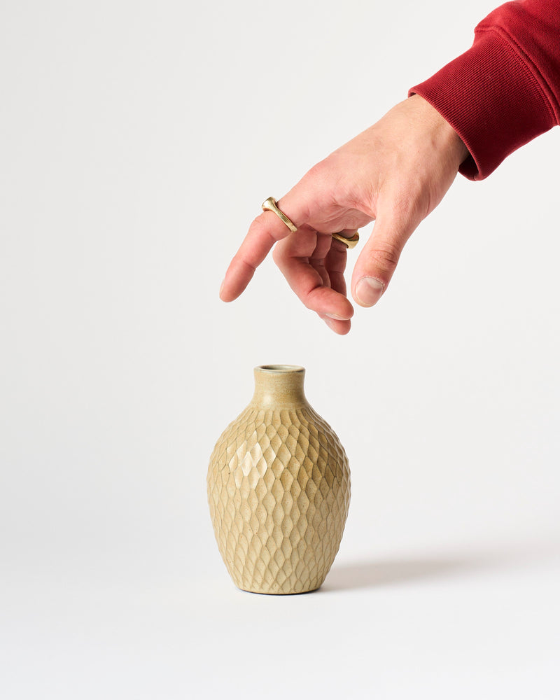 Asahi So —  Medium Carved Budvase in Golden Buff #4