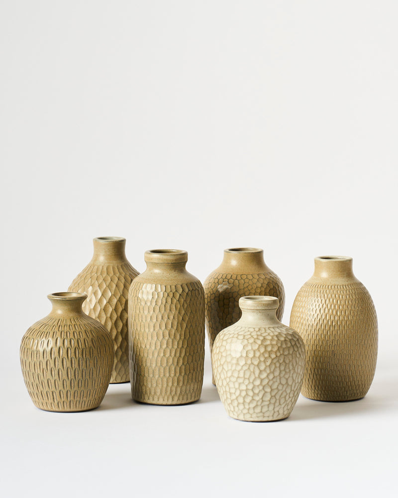 Asahi So —  Medium Carved Budvase in Golden Buff #4