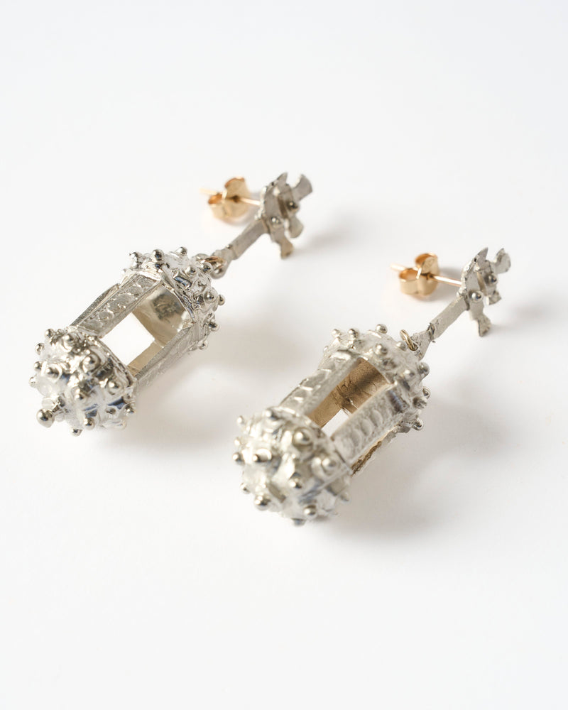 Juan Castro — 'Botafumeiro' Earrings in Silver and 9ct Gold