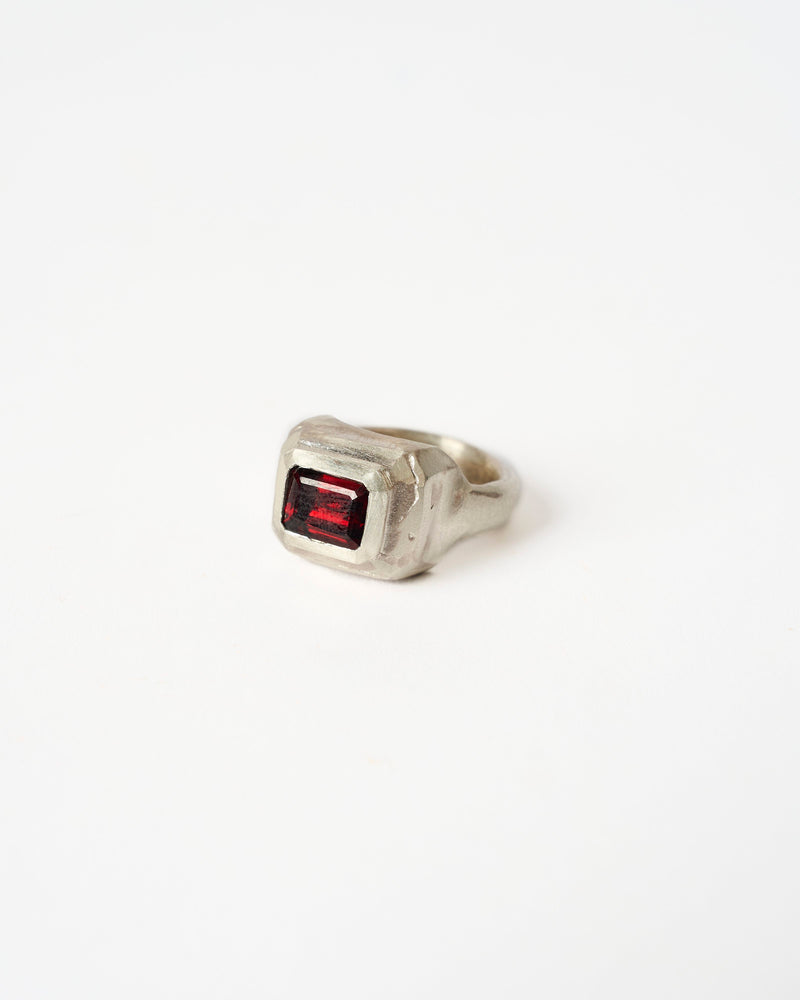 Juan Castro —  'Pillar' Ring in Silver and Garnet