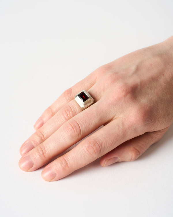 Juan Castro —  'Pillar' Ring in Silver and Garnet