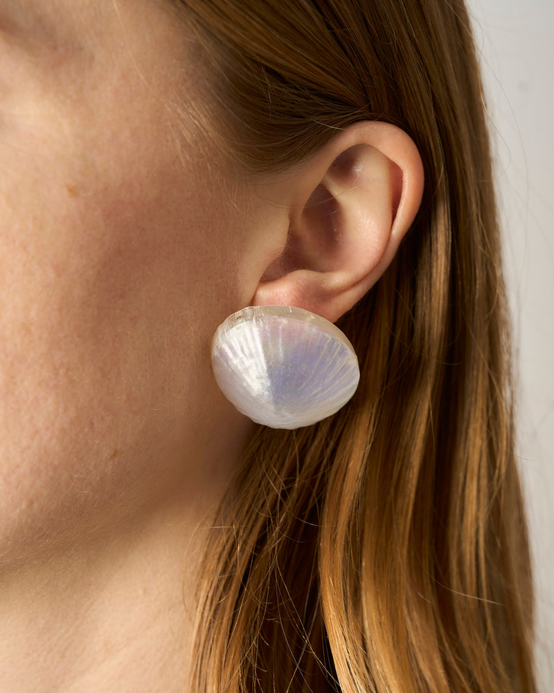 Katherine Hubble — 'Lustre Series' Small Shell Studs in Pearl