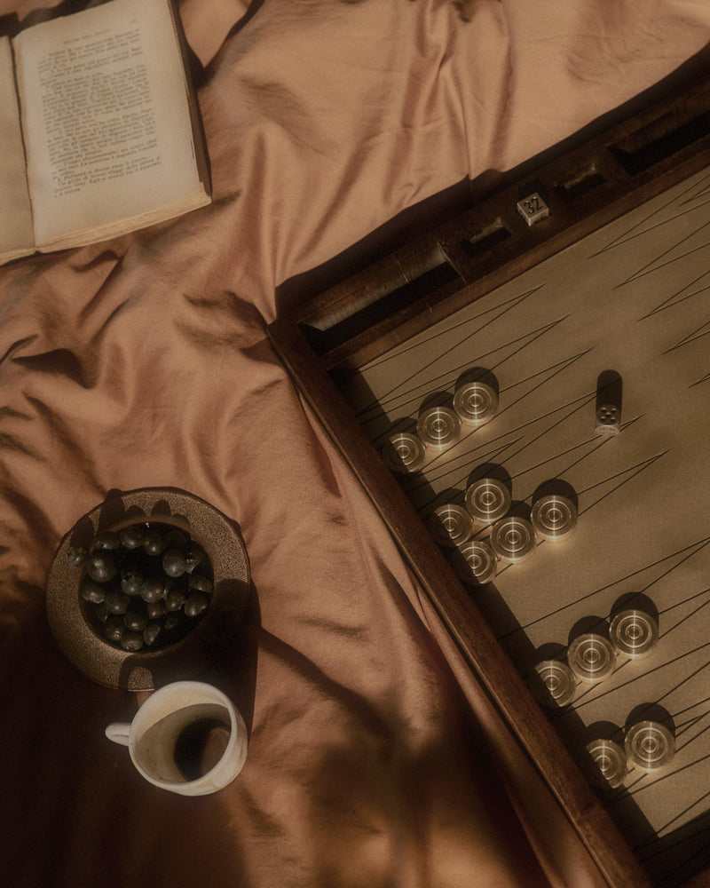 Corbet — 'Backgammon Set', in Brass and American Walnut