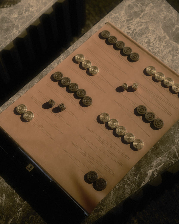 Corbet — 'Backgammon Roll', in Leather and Brass