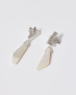 Tara Lofhelm — 'Large Astral Drops' Earrings in Silver with Pearl