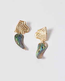 Tara Lofhelm — 'Astral Projection' Earrings in Gold with Paua Shell