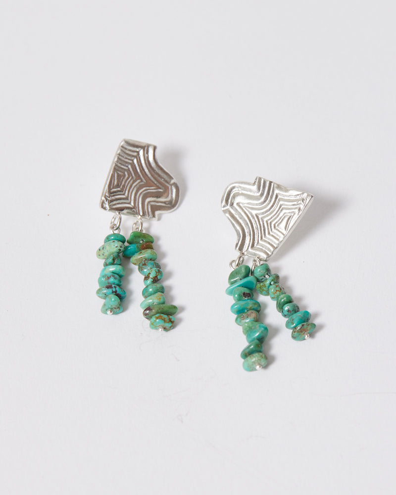Tara Lofhelm — 'Astral Body' Earrings in Silver with Turquoise