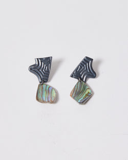 Tara Lofhelm — 'Astral Paua Drops' Earrings in Oxidised Silver with Paua Shell