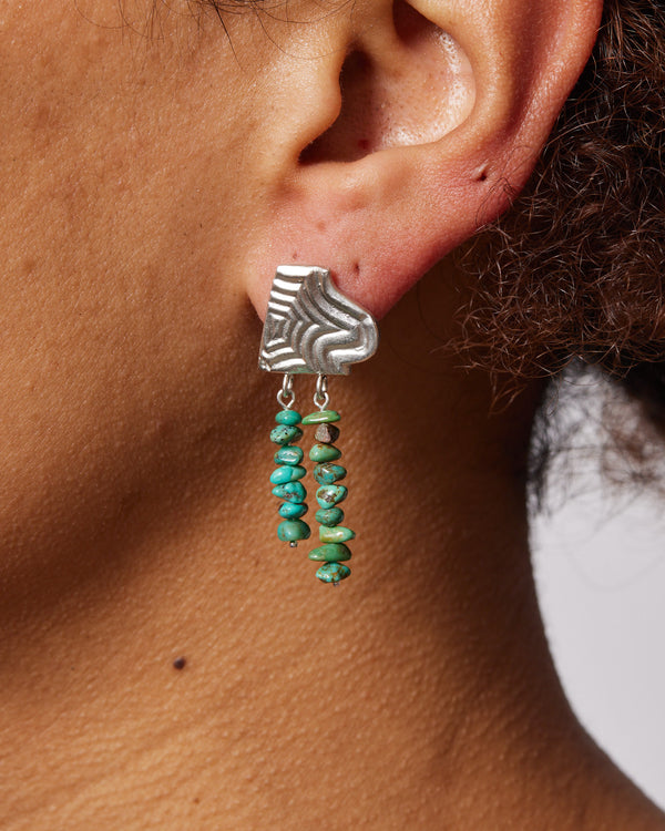 Tara Lofhelm — 'Astral Body' Earrings in Silver with Turquoise