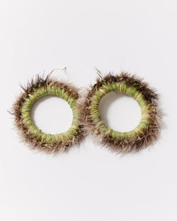 Ange Jeffery– 'Fern' Woven Hoop Earrings in Green