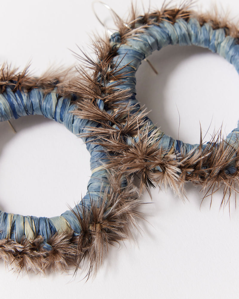 Ange Jeffery– 'Splendid Fairywren' Woven Hoop Earrings in Blue