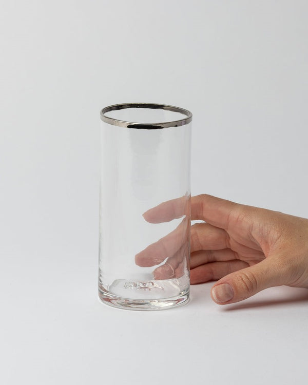 Katie-Ann Houghton – Handblown Tall Tumbler with Silver Rim