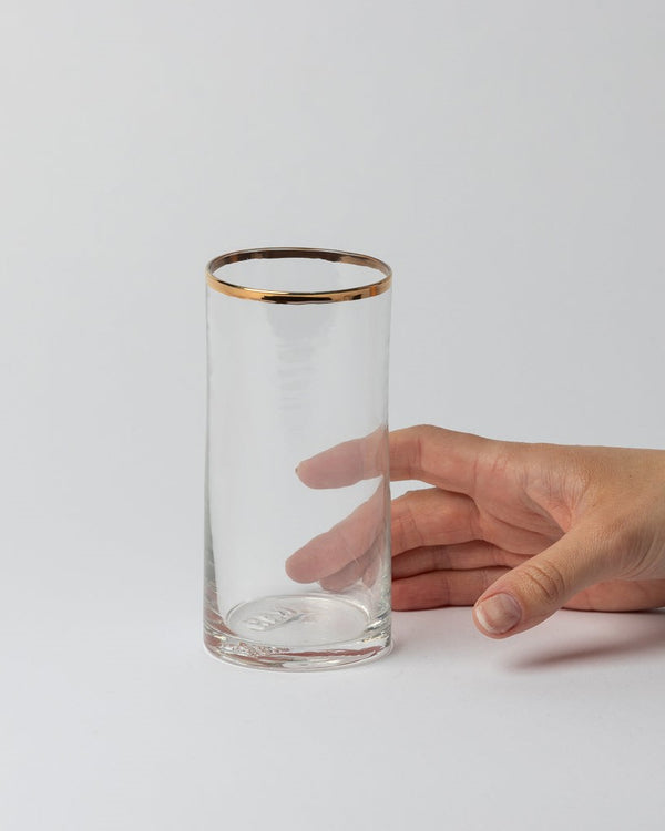 Katie-Ann Houghton – Handblown Tall Tumbler with Gold Rim