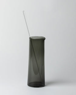 Katie-Ann Houghton — Hand Blown Smoke Grey 'Block' Glass Carafe with Stirrer