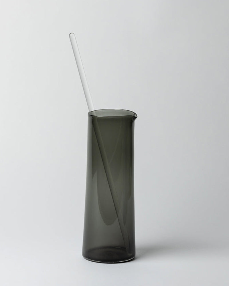 Katie-Ann Houghton — Hand Blown Smoke Grey 'Block' Glass Carafe with Stirrer