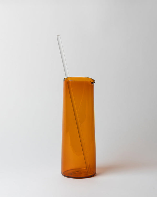 Katie-Ann Houghton — Hand Blown Apricot 'Block' Glass Carafe with Stirrer