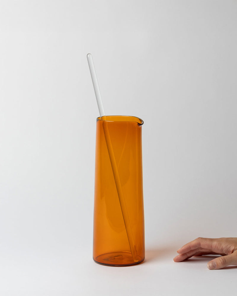 Katie-Ann Houghton — Hand Blown Apricot 'Block' Glass Carafe with Stirrer