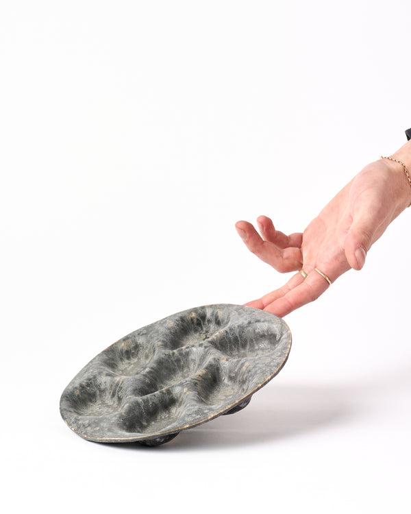 Christopher Plumridge  — '6' Oyster Plate in Black Crystal Matte