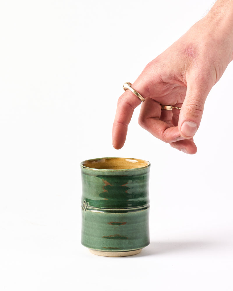 Terunobu Hirata —  Bamboo Cup in Oribe Green
