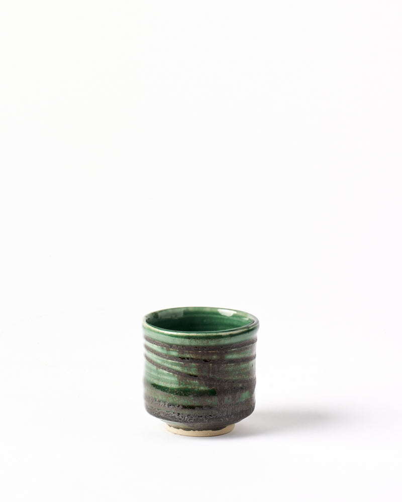 Terunobu Hirata —  Twisted Sake Cup in Oribe Green