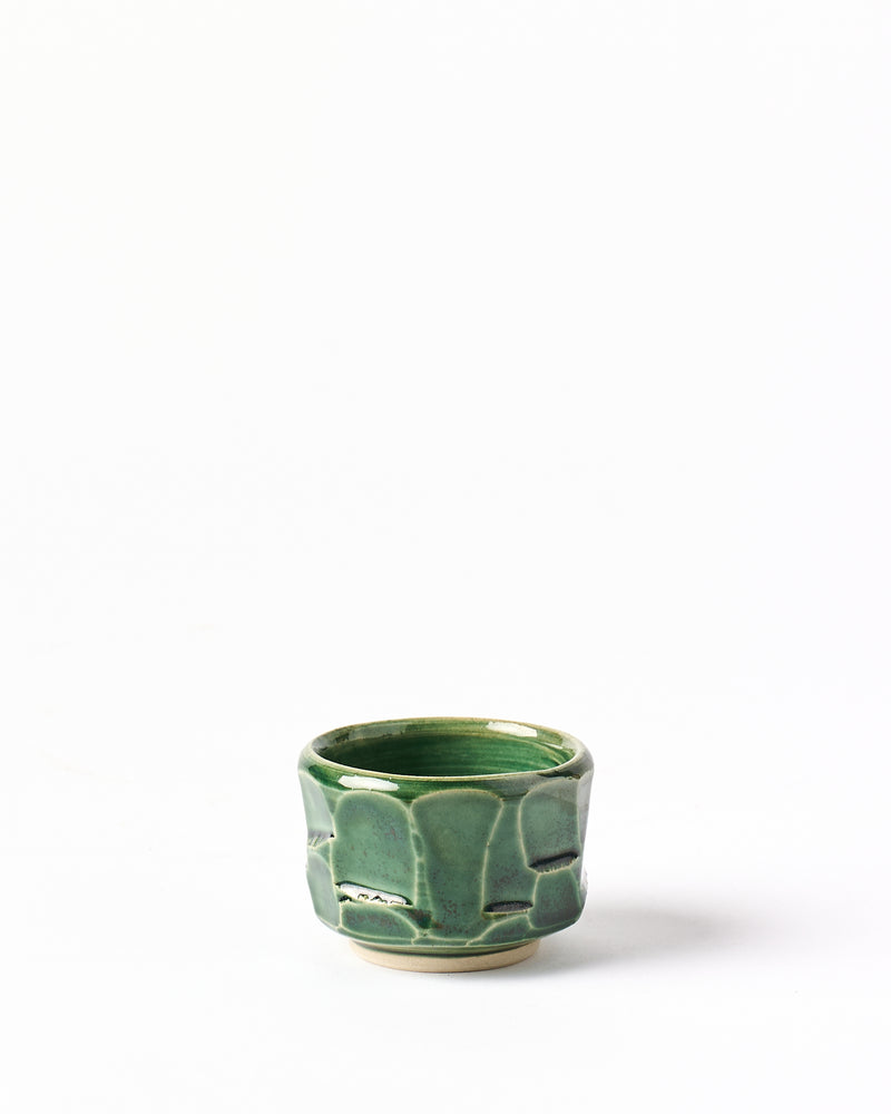 Terunobu Hirata —  Faceted Sake Cup in Oribe Green