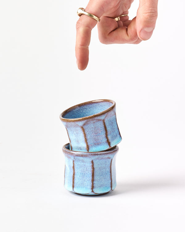 Terunobu Hirata — Fluted Sake Cup in Pale Moon