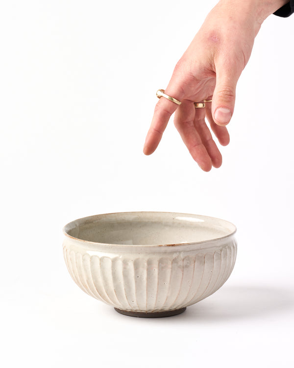 Terunobu Hirata —  Fluted Shino Bowl in Celadon