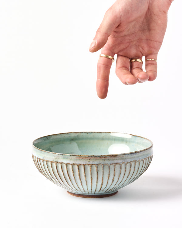 Terunobu Hirata —  Fluted Kinyo Bowl in Celadon