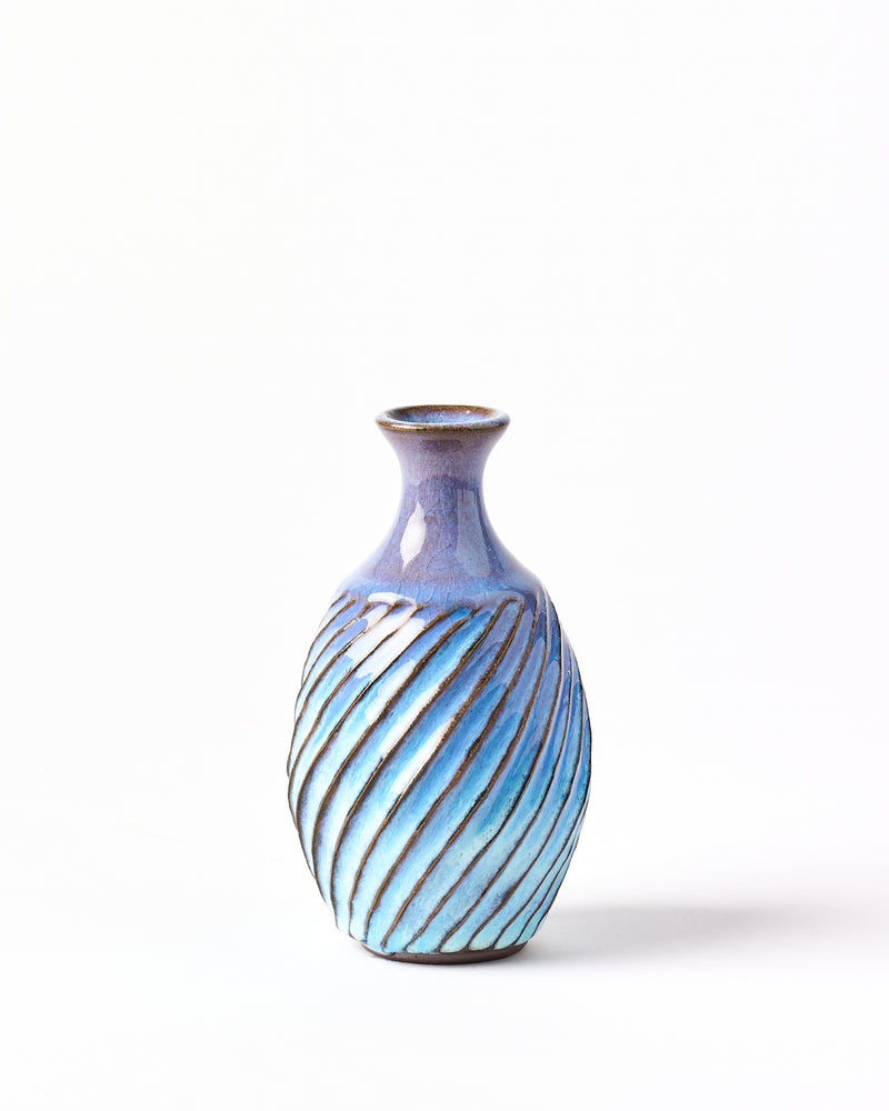 Terunobu Hirata — Fluted Sake Bottle in Pale Moon