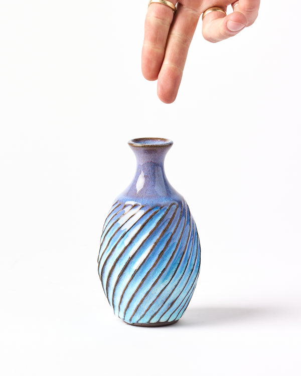 Terunobu Hirata — Fluted Sake Bottle in Pale Moon