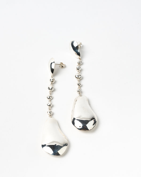 Sarah Marie Jones – 'Blobs of Longing: Hollow Form + Scrap Metal Beads,' Earrings in Fine Silver