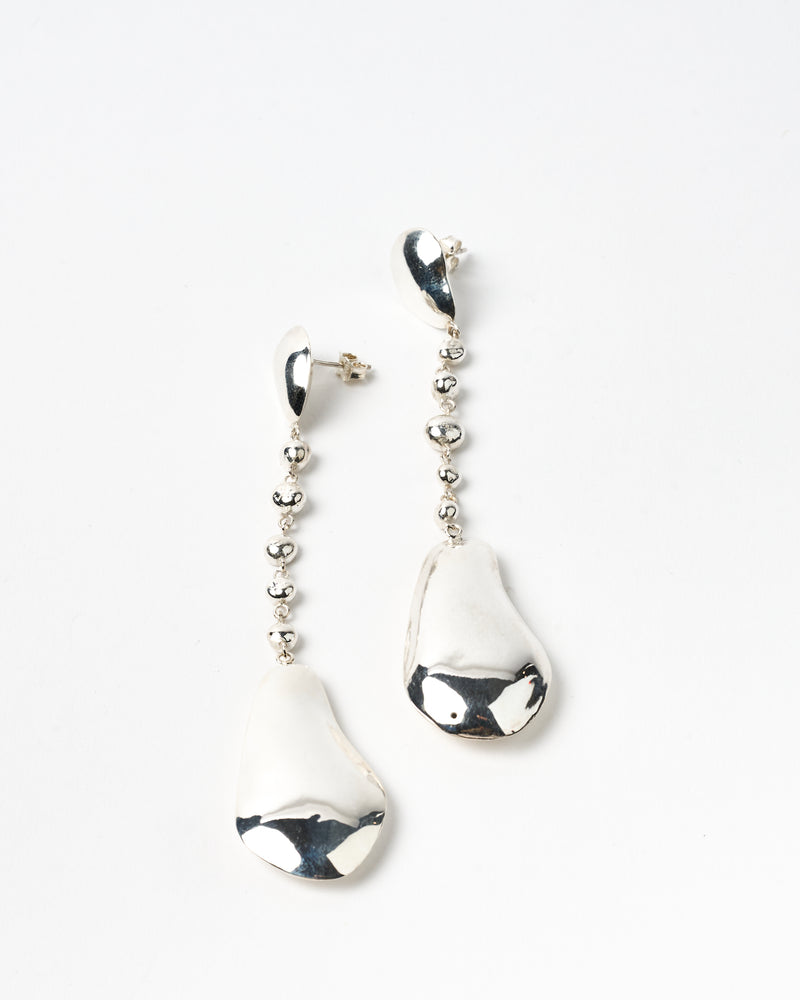 Sarah Marie Jones – 'Blobs of Longing: Hollow Form + Scrap Metal Beads,' Earrings in Fine Silver