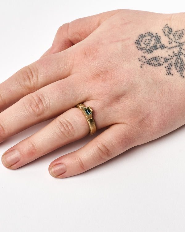 ZIPEI — 'Construct Ring" in 9ct Gold and Australian Sapphire