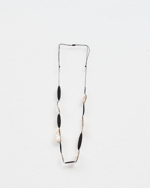 Mary Odorcic — Black Silk Necklace with Pearls