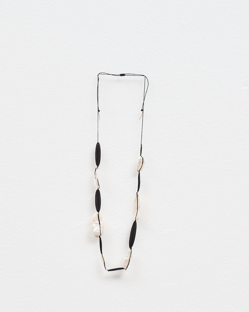Mary Odorcic — Black Silk Necklace with Pearls