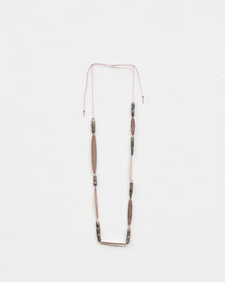 Mary Odorcic — Lolly Pink Silk Necklace with Blue Pearls