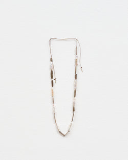 Mary Odorcic — Brown Silk Necklace with Pearl and Silver