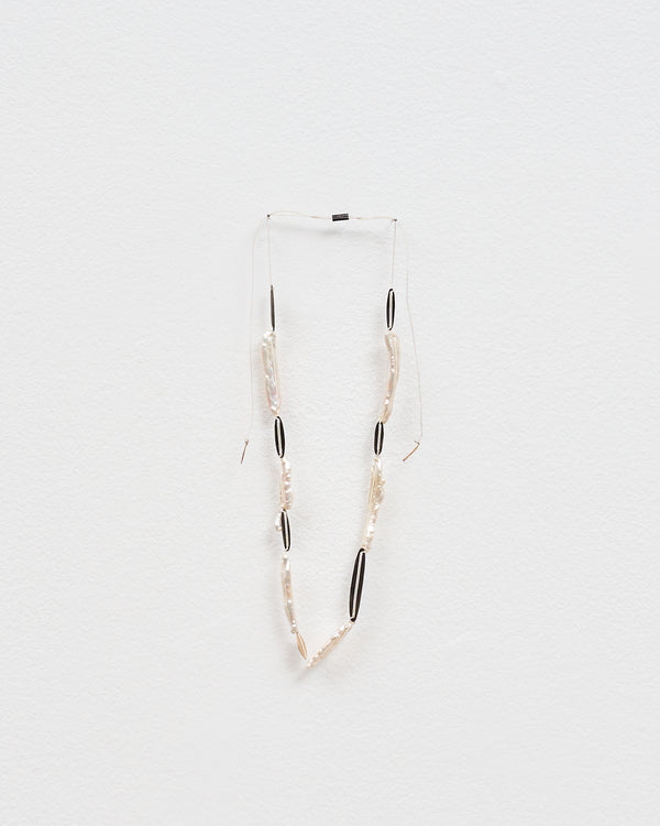 Mary Odorcic — White Silk Necklace with Pearls and Gold